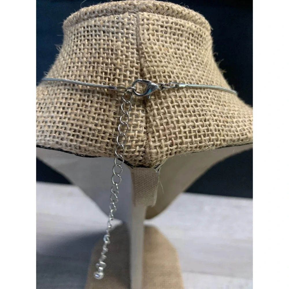 Red Teardrop Pendant Necklace Silver Tone Snake Chain Adjustable 20 Inch
